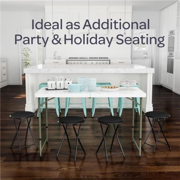 Folding Stool - Backless 18-Inch Stool with 225lb Capacity for Kitchen - Picture 4 of 6